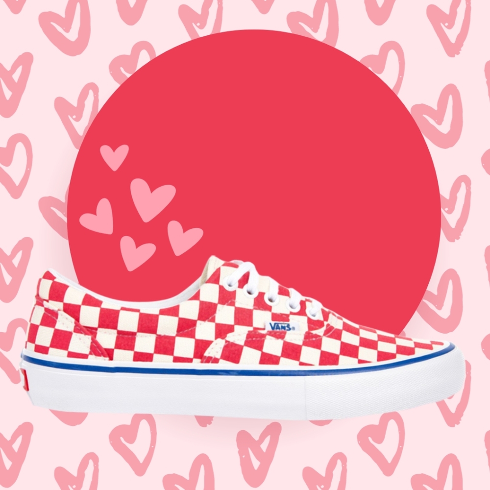 Vans Era Checkerboard Pro Rococco Red Off White Canvas Blue Stripe UltraCush - Picture 1 of 2